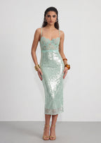 Alixandra Maxi Dress With Sheer Lace Bustier