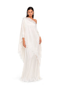 Cadfan Satin Lace Trim Skirt Set In White