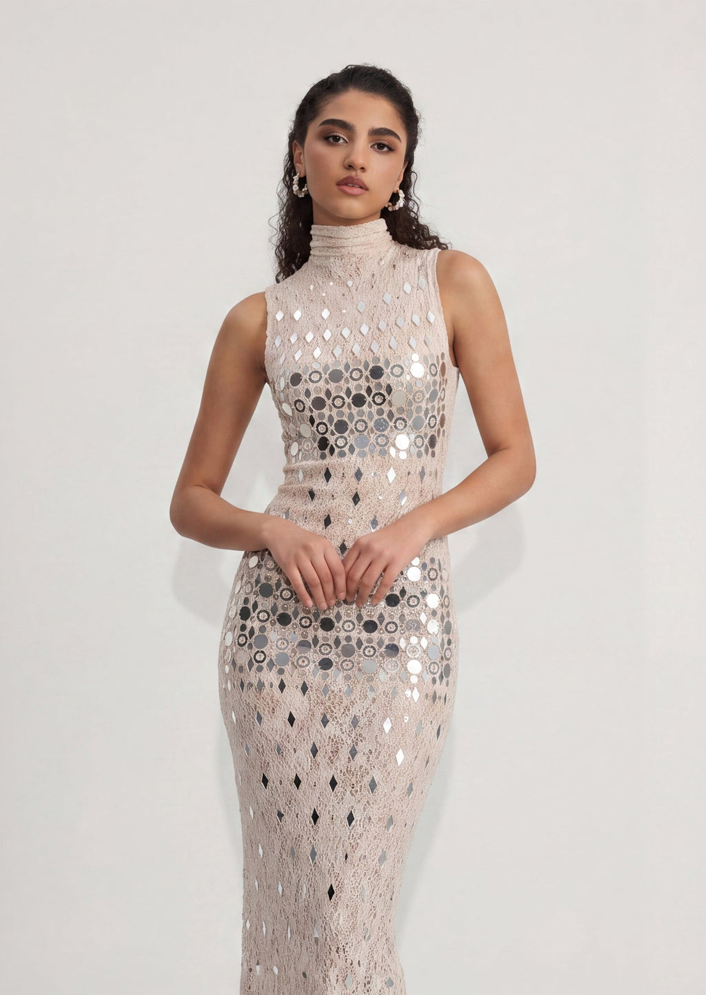 Colette High Neck Lace Maxi Dress In White