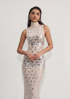 Colette High Neck Lace Maxi Dress In White