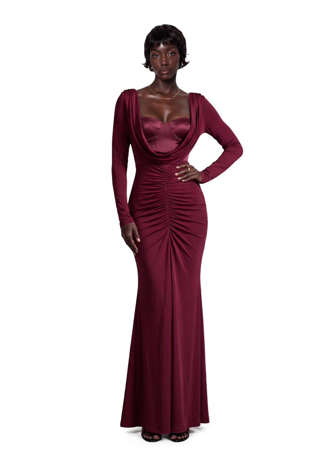 Nacirema Open Back Slit Maxi Dress