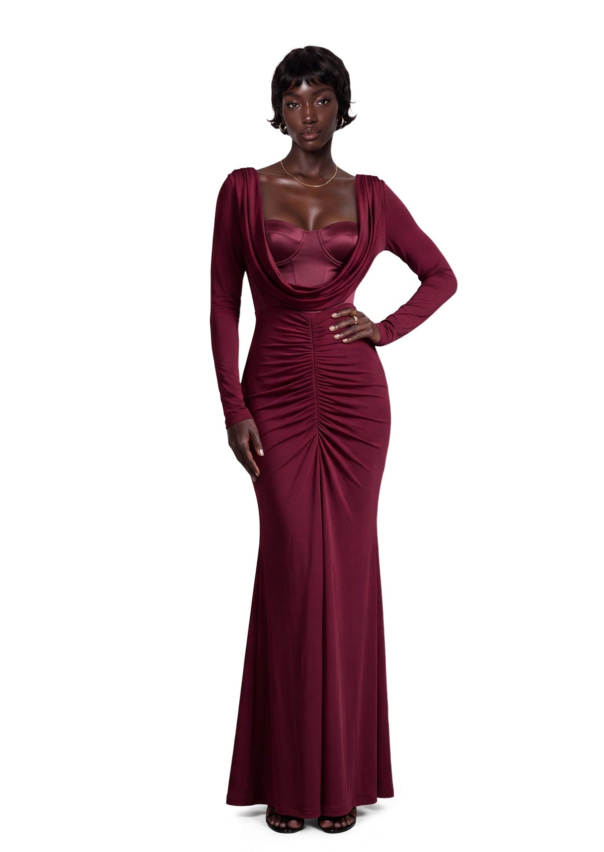 Nacirema Open Back Slit Maxi Dress
