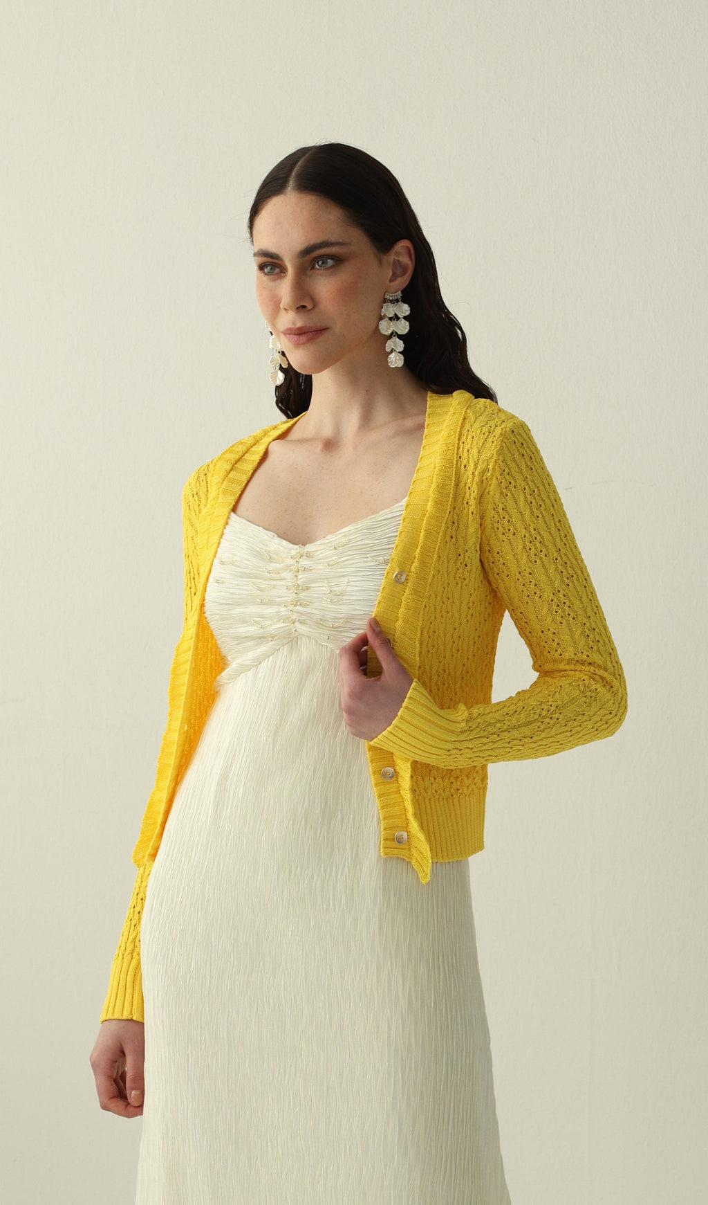 Solid V Neck Knitted Cardigan