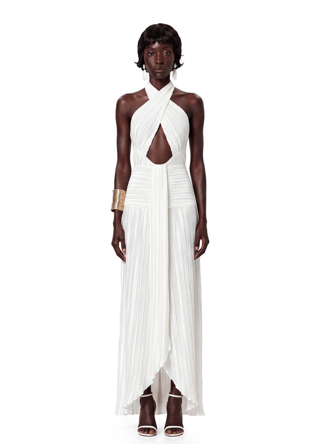 Sabeen Satin Halter Neck Maxi Dress