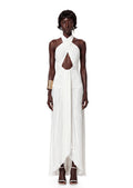 Sabeen Satin Halter Neck Maxi Dress