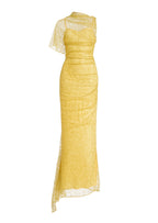 Kabecka One Sleeve Lace Midi Sress In Yellow