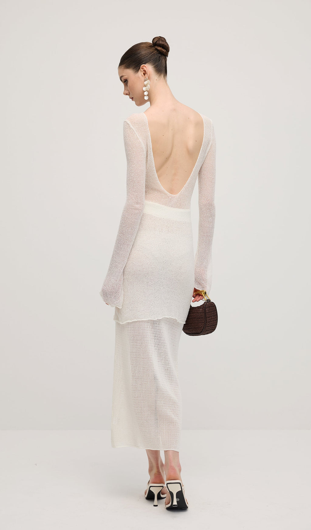 Knit Cover Up Backless Mini Dress In White