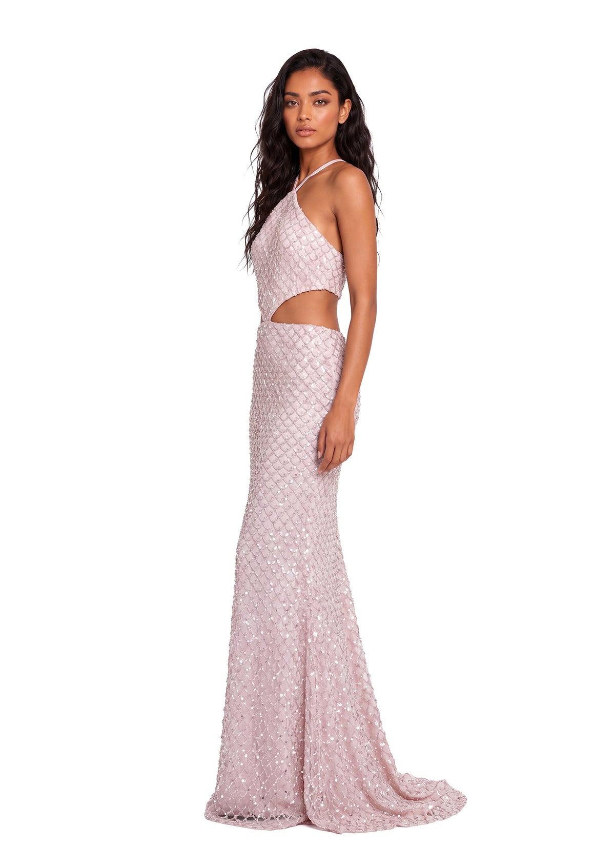 Quanah Sequined Halter Maxi Dress