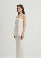Strapless Bias Maxi Skirt With Rose Embroidery Set