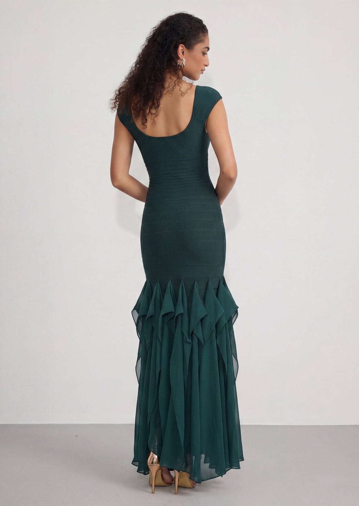 Leontine Knit Bandage Maxi Dress In Green