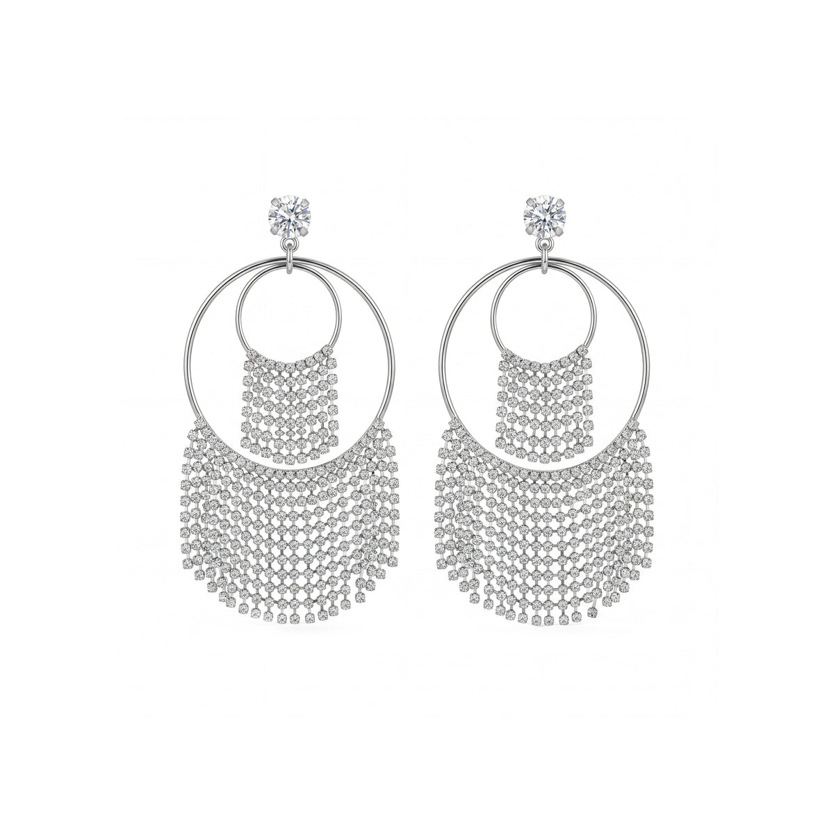 Villa Crystal Fringe Round Earrings