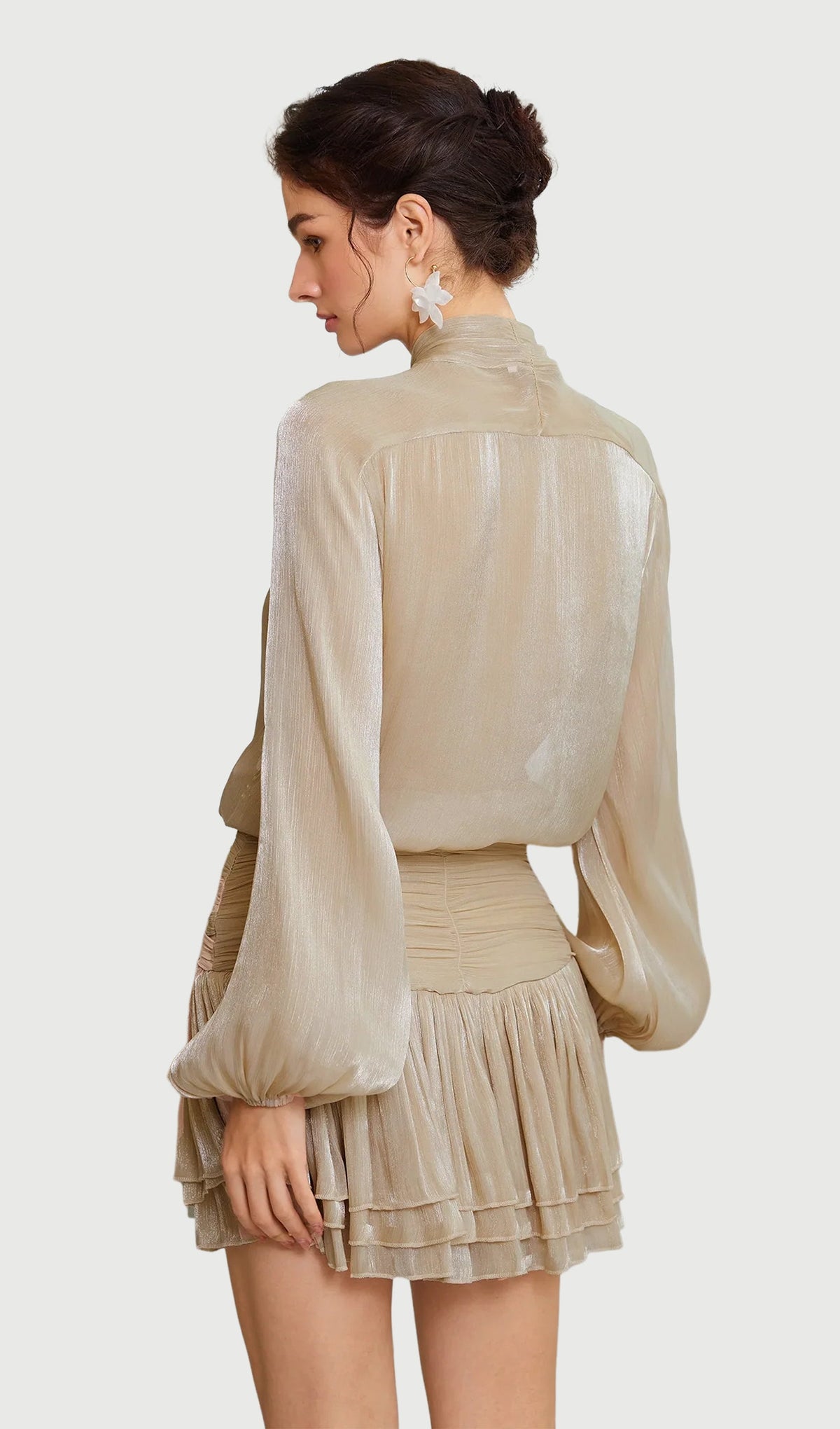Bow Blouse & Shirred Skirt Set