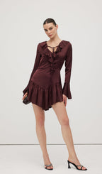 Ruffled Satin Mini Dress