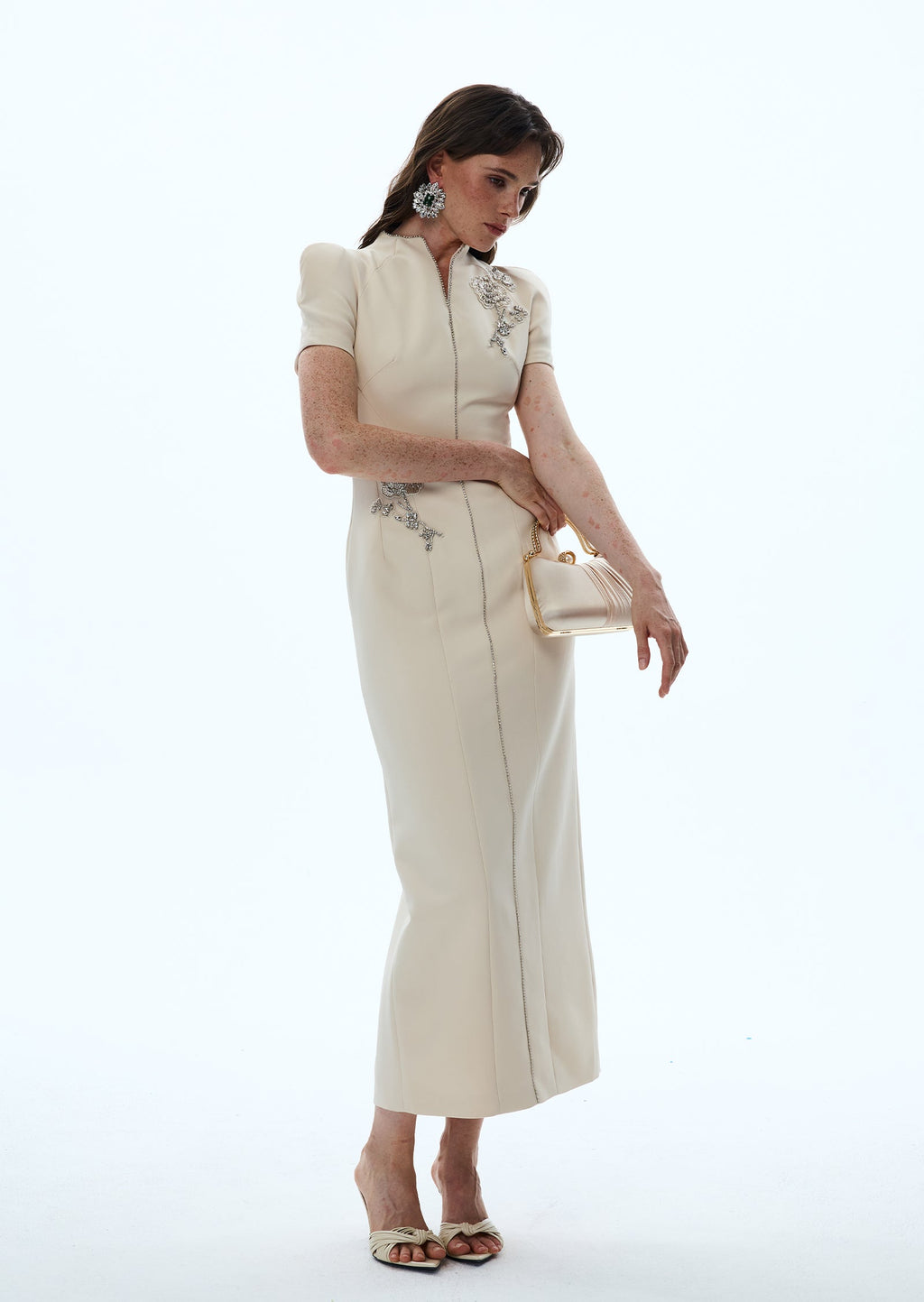 Elysia Embroidery Midi Dress