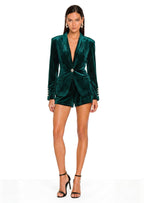 Deep V Neck Velvet Suit