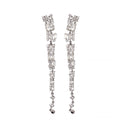 Eddy Long Crystal Tassel Stud Earrings