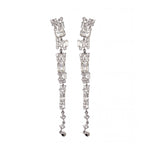Eddy Long Crystal Tassel Stud Earrings