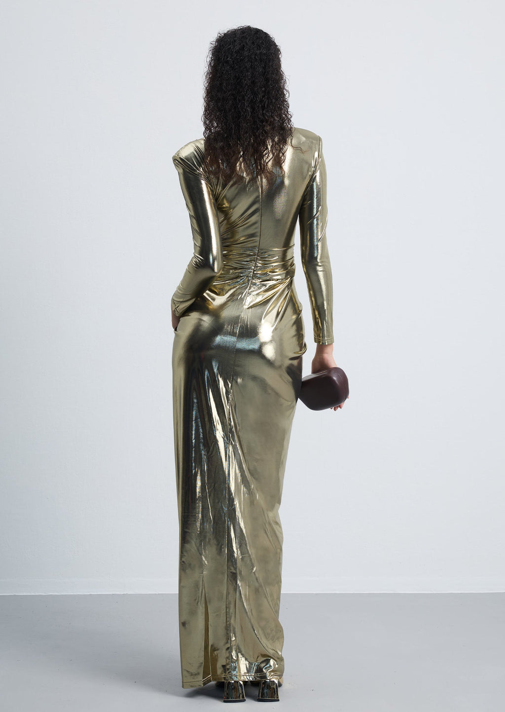 Hiba Metallic Slit Maxi Dress