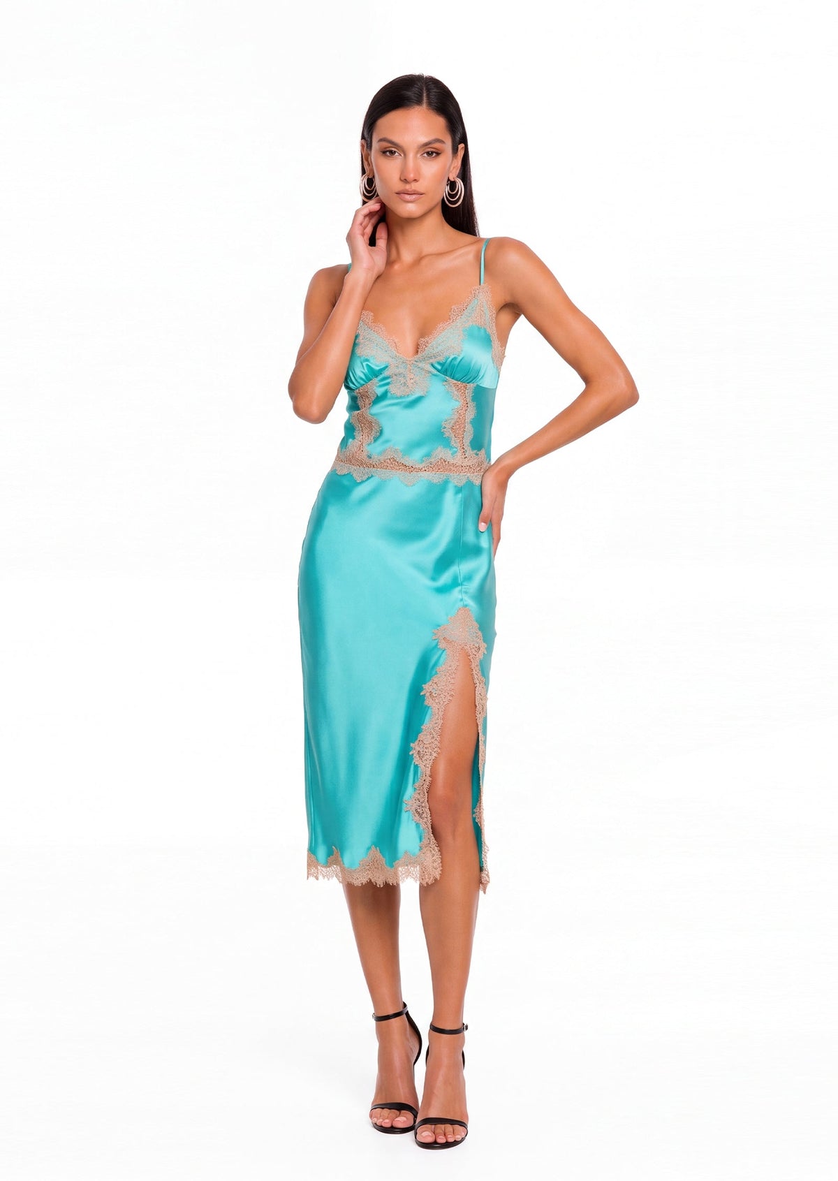 Xander Satin Lace Camisole & Midi Skirt Set