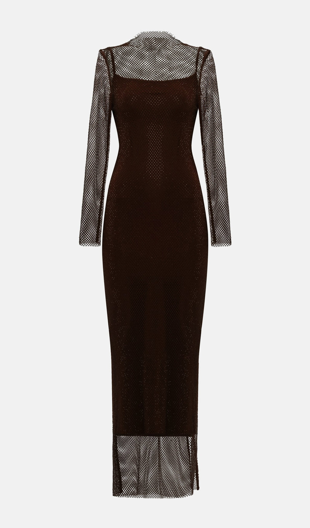 Mesh With Monochrome Lining  Maxi Dress