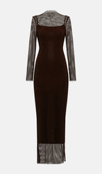 Mesh With Monochrome Lining  Maxi Dress