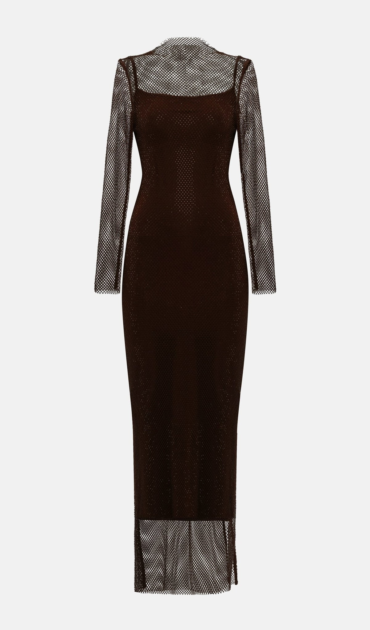 Mesh With Monochrome Lining  Maxi Dress