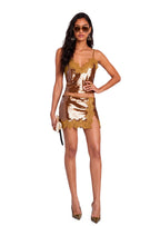 Melora Sequined Top & Mini Skirt Set In Brown