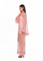 Zaci Organza Maxi Skirt Two Piece Set In Pink