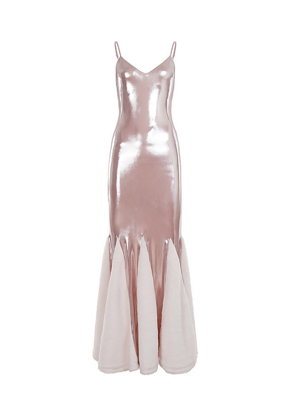 Dagon Glossy Maxi Dress In Pink
