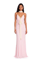 Sadia Lace Satin Maxi Dress In Pink