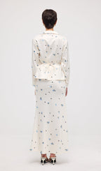 Floral Print Satin Maxi Skirt Two Piece Set