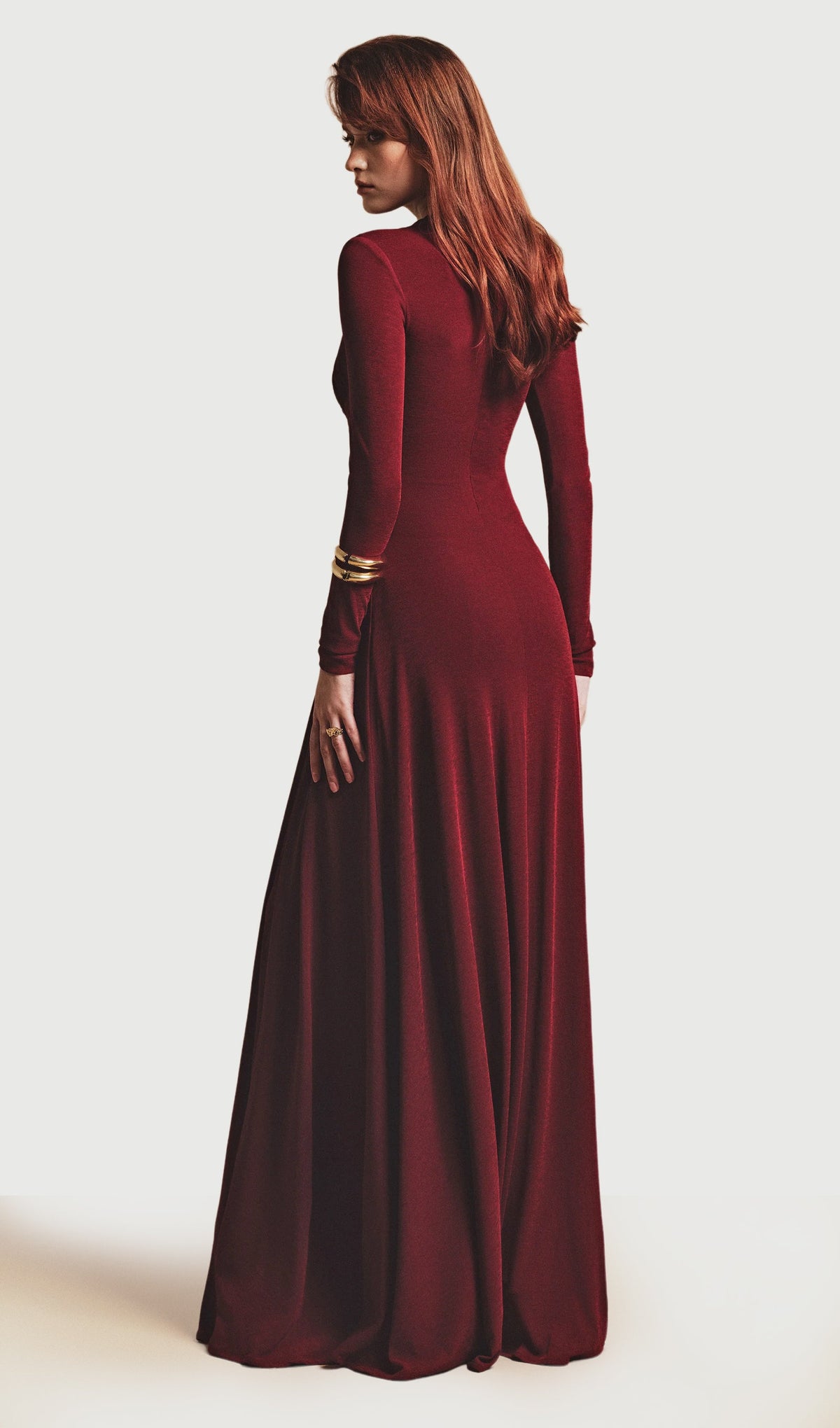 Asymmetric Long Sleeve Maxi Dress