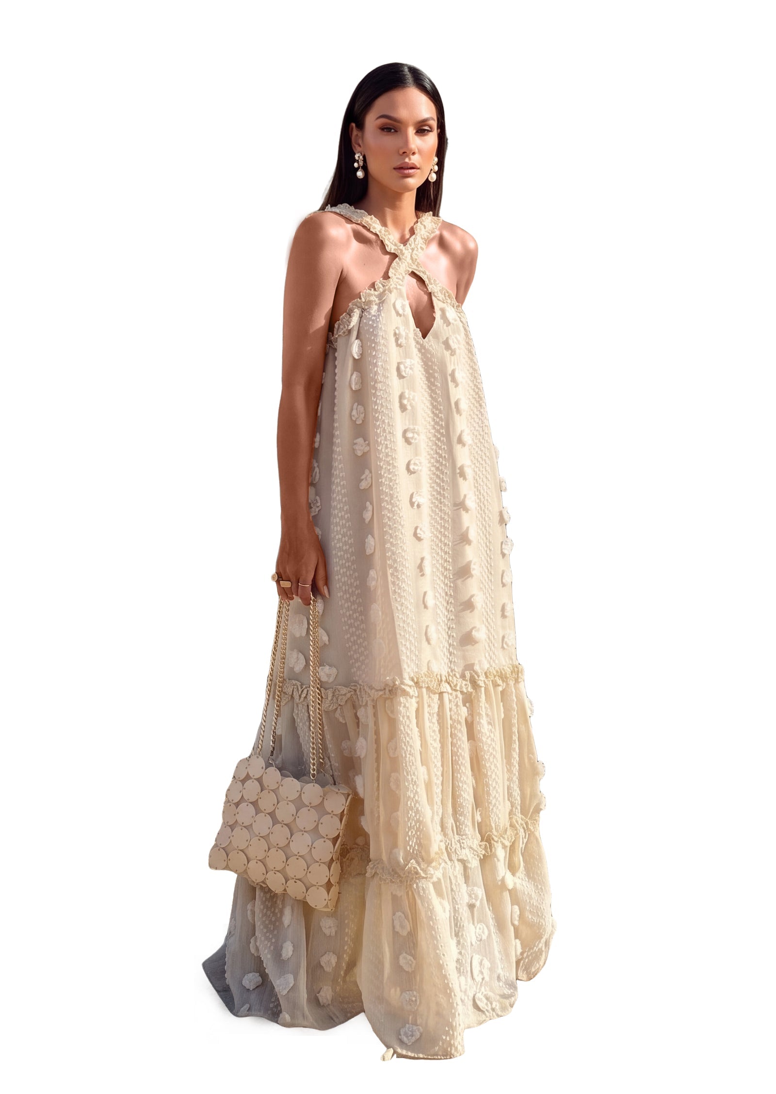 Tadashi Halter Neck Maxi Dress