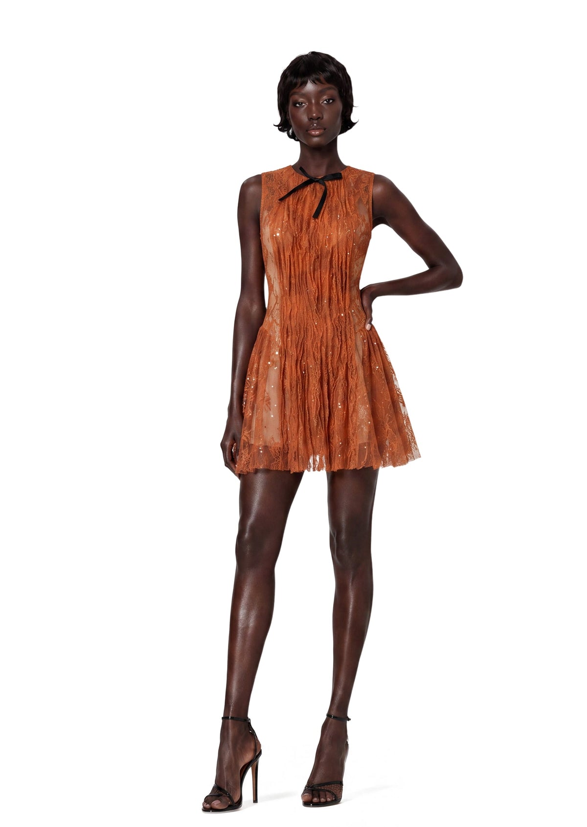 Jesiah Sleeveless Round Neck Lace Mini Dress