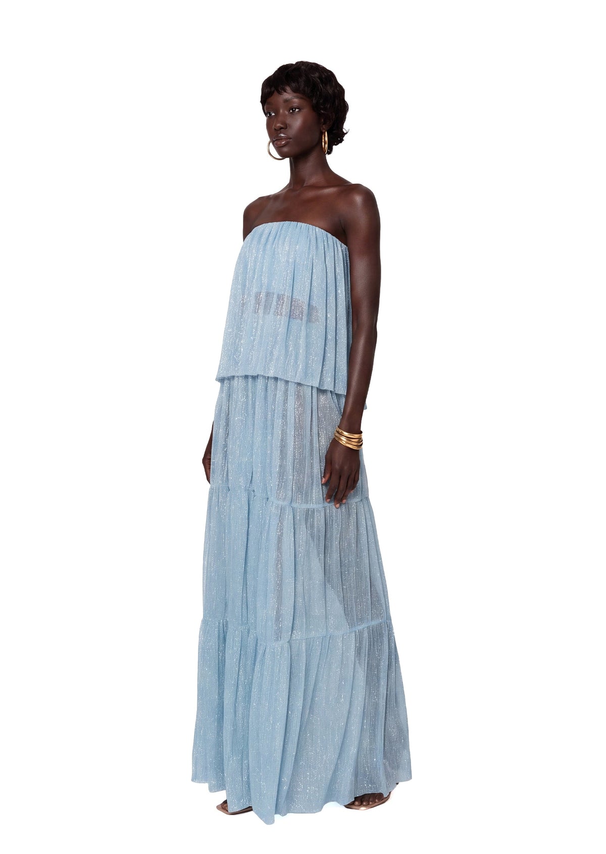 Chasya Strapless Top & Skirt Set With Subtle Shimmer