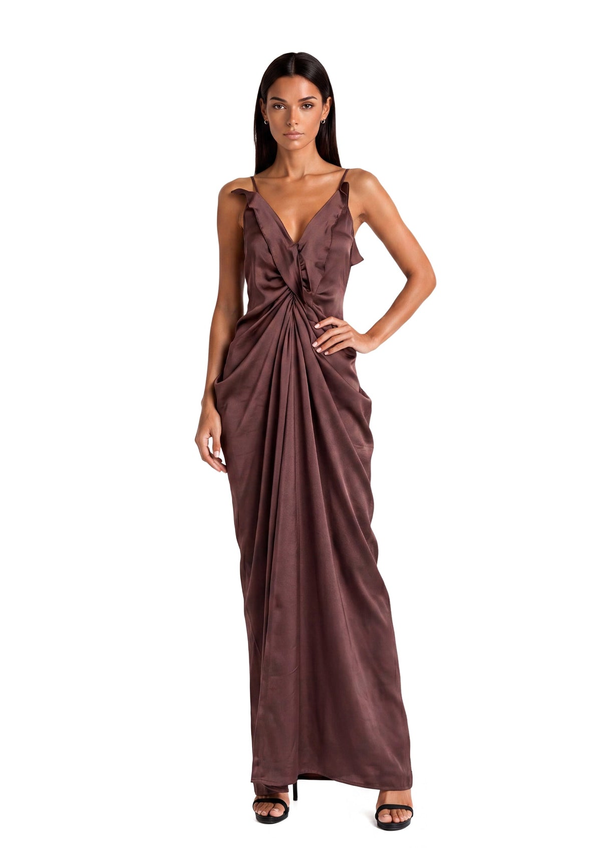 Cage V Neck Sleeveless Maxi Dress