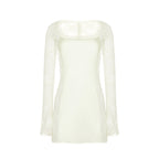 Abay Long Ssleeved Lace Satin Mini Dress