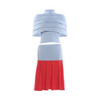 Mamie High Neck Top & Color Blocked Skirt Set