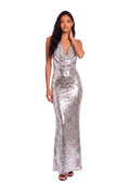 Wan Sequined Maxi Dress In Silver