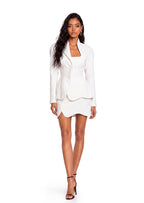 Zamir Deep Neck Suit Jacket & Skirt Set In White