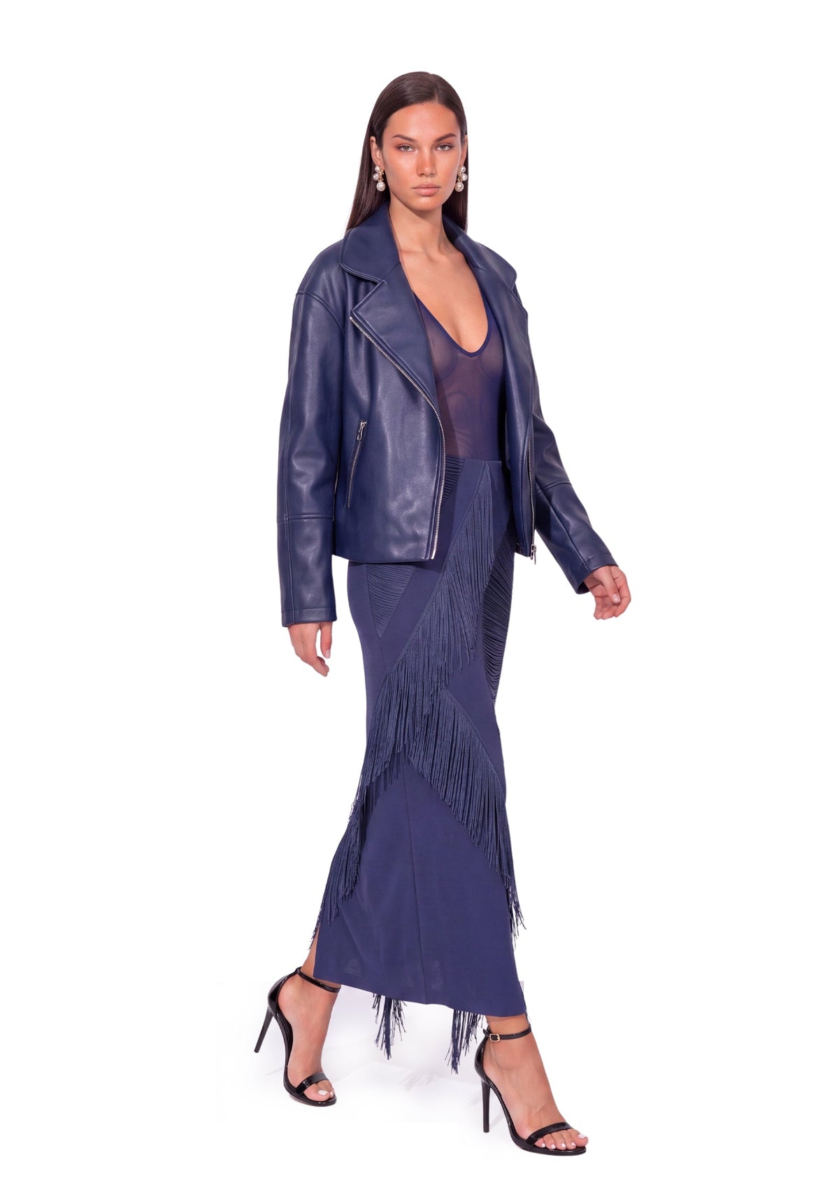 Cachet Satin Tassel Midi Skirt