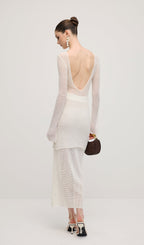 Hollow Out Drawstring Maxi Skirt
