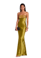 Chaz Off The Shoulder Satin Maxi Dress