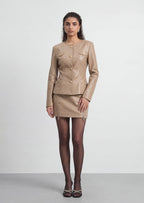 Milly Leather Mini Skirt Two Piece Set