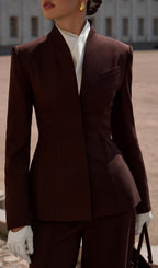 Fitted Jacket With High Collar & Maxi Pants