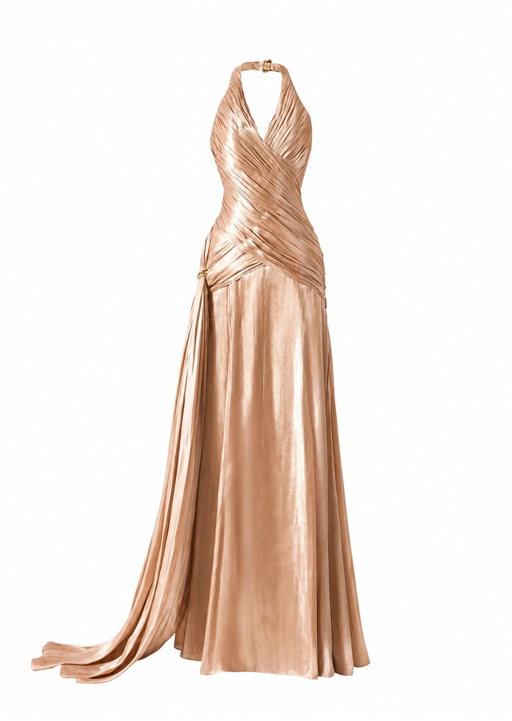 Waldo Halter Neck Maxi Dress In Champagne