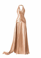 Waldo Halter Neck Maxi Dress In Champagne