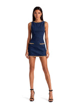 Manu Sleeveless Denim Mini Dress In Blue