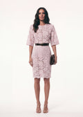 Aralyn Velvet  Lace T-Shirt & Lace Skirt Set In Pink