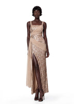 Beau Sequined Slit Maxi Dress